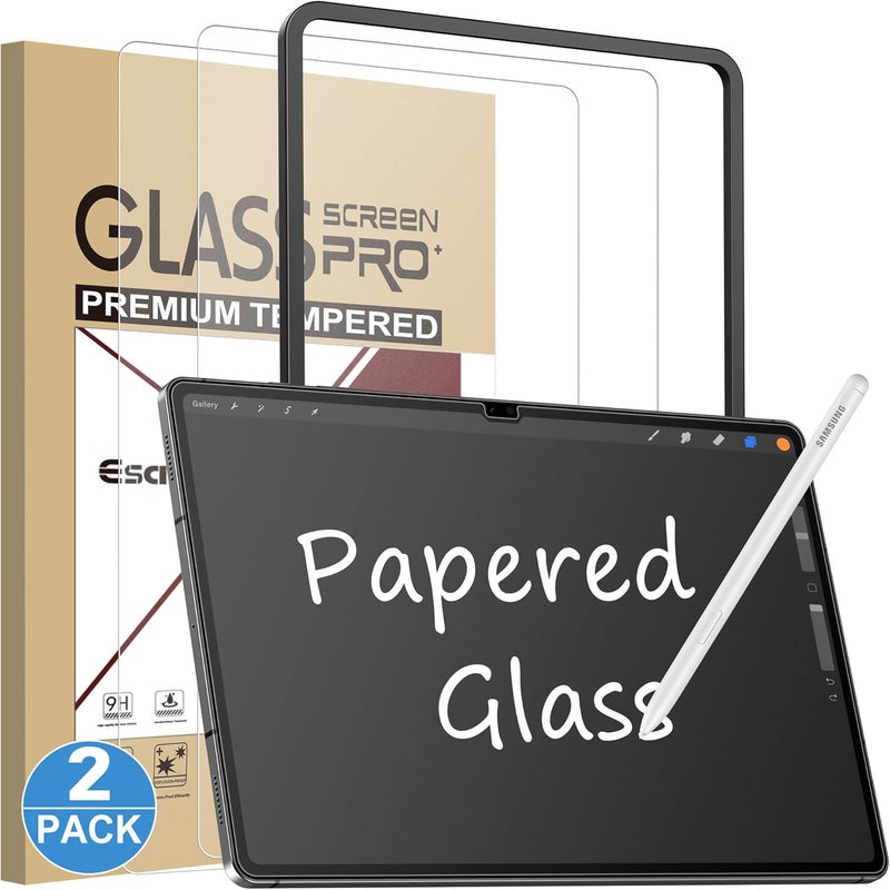 Esanik 2 Pack Like Paper Glass Screen Protector for Samsung Galaxy Tab S10 Ultra/S9 Ultra/S8 Ultra (14.6 inch) 9H Tempered Glass Film with Alignment Frame, Writing Like on Paper, Anti Glare - Image 1